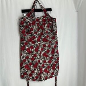 Retro Chic Red Floral  animal print halter romper